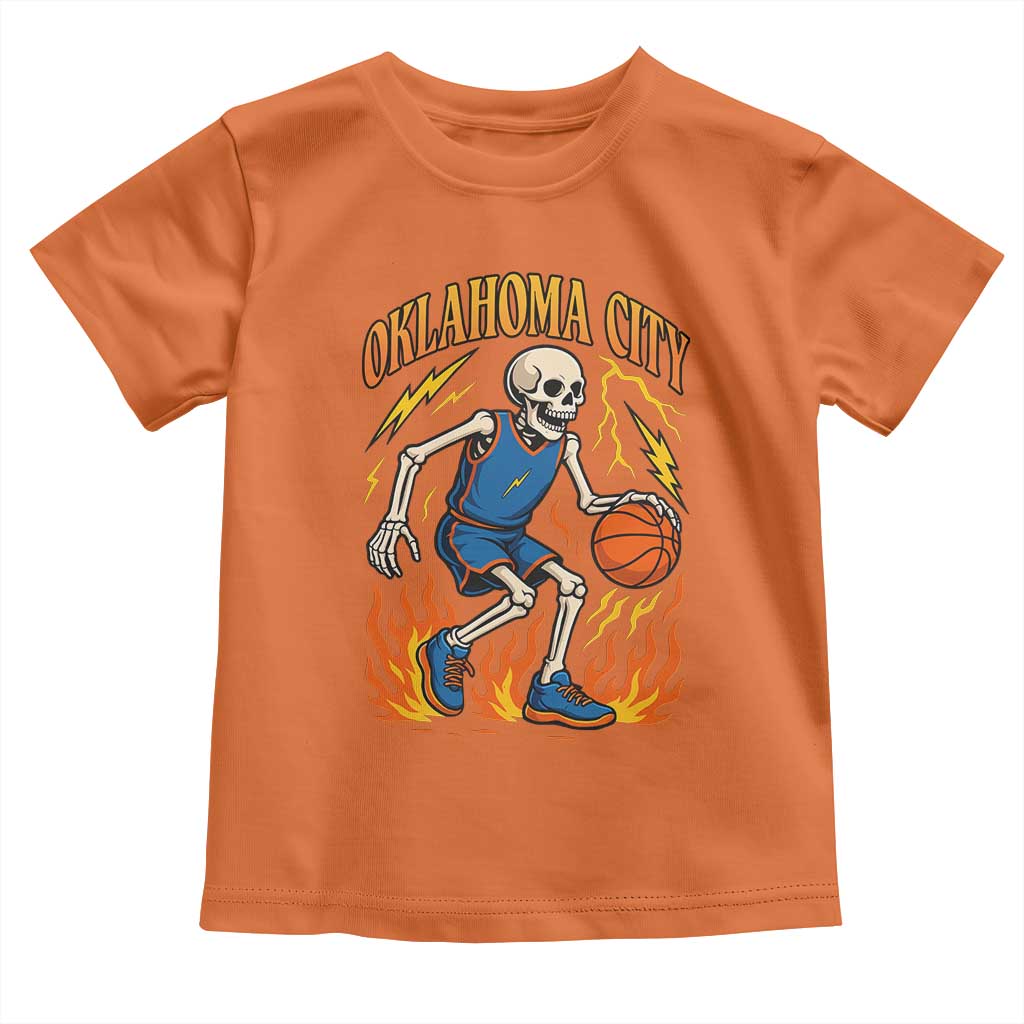Oklahoma City Basketball Skeleton Toddler T Shirt OKC Hoops Fan Life Sport Lover - Wonder Print Shop
