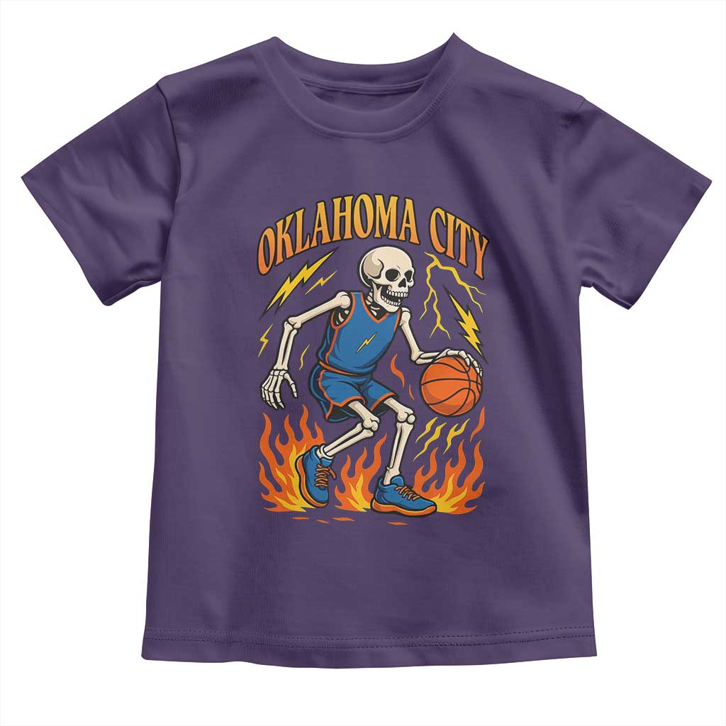 Oklahoma City Basketball Skeleton Toddler T Shirt OKC Hoops Fan Life Sport Lover - Wonder Print Shop
