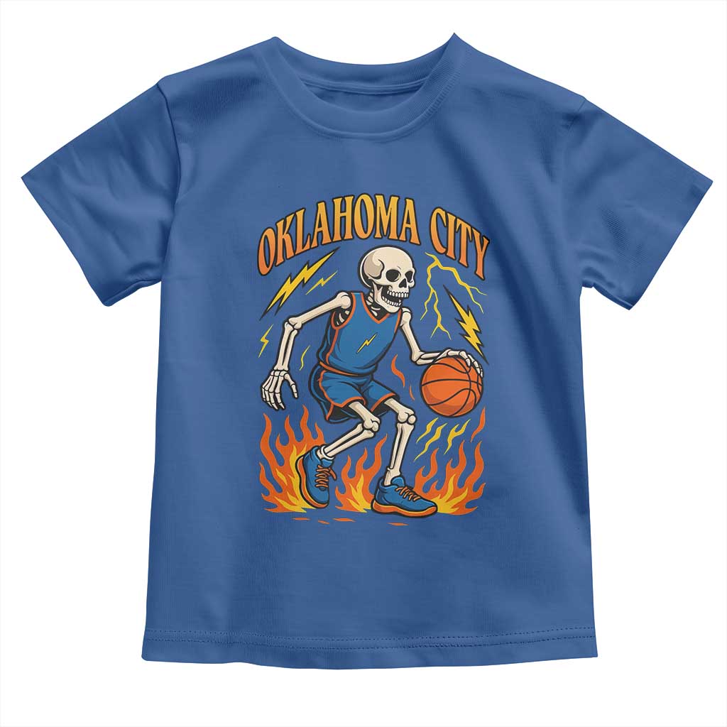 Oklahoma City Basketball Skeleton Toddler T Shirt OKC Hoops Fan Life Sport Lover - Wonder Print Shop