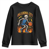 Oklahoma City Basketball Skeleton Youth Sweatshirt OKC Hoops Fan Life Sport Lover - Wonder Print Shop