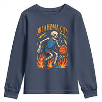 Oklahoma City Basketball Skeleton Youth Sweatshirt OKC Hoops Fan Life Sport Lover - Wonder Print Shop