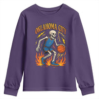 Oklahoma City Basketball Skeleton Youth Sweatshirt OKC Hoops Fan Life Sport Lover - Wonder Print Shop