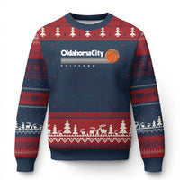 Retro Oklahoma City Basketball Ugly Christmas Sweater Vintage OKC Hoops Lover Sports Fan - Wonder Print Shop