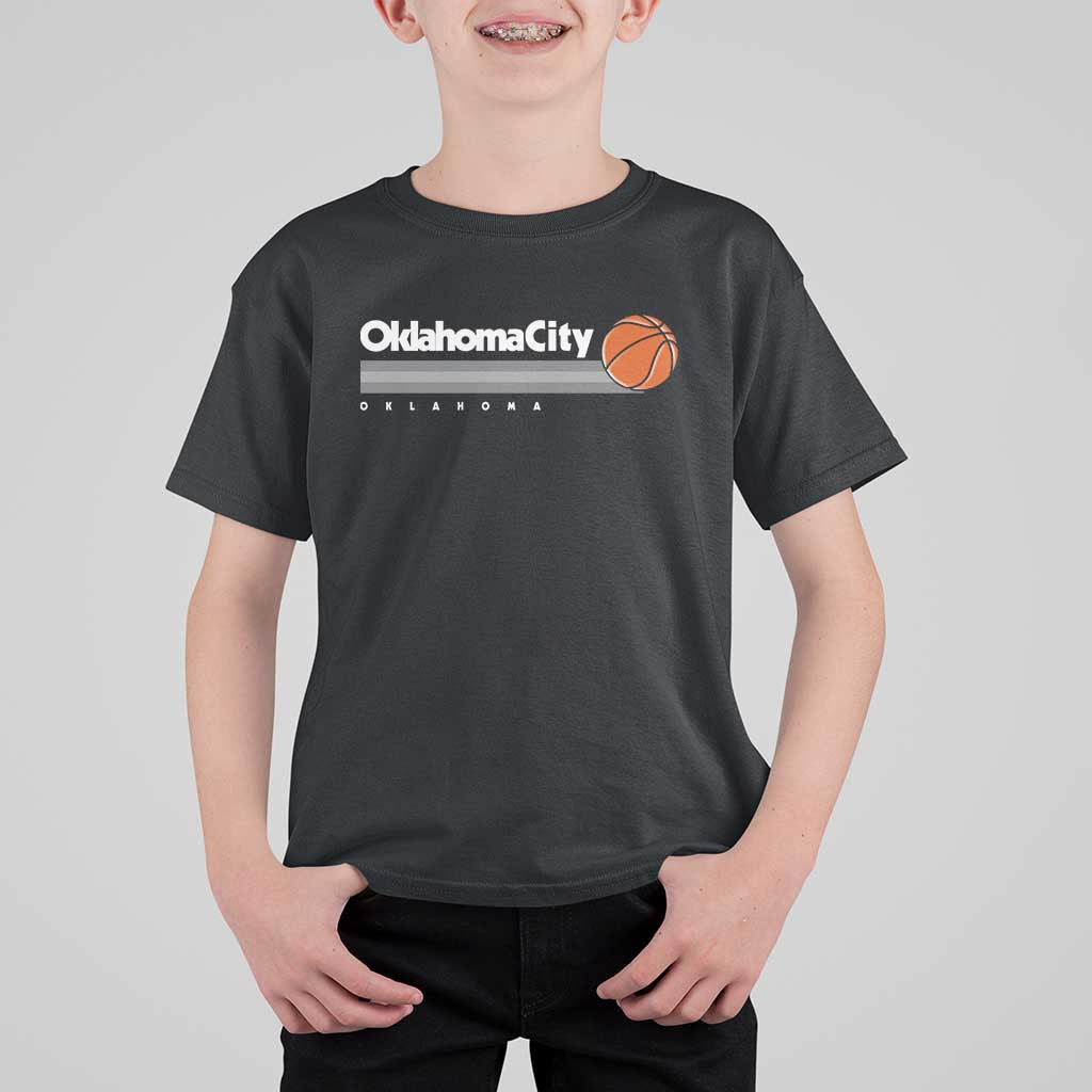 Retro Oklahoma City Basketball T Shirt For Kid Vintage OKC Hoops Lover Sports Fan - Wonder Print Shop
