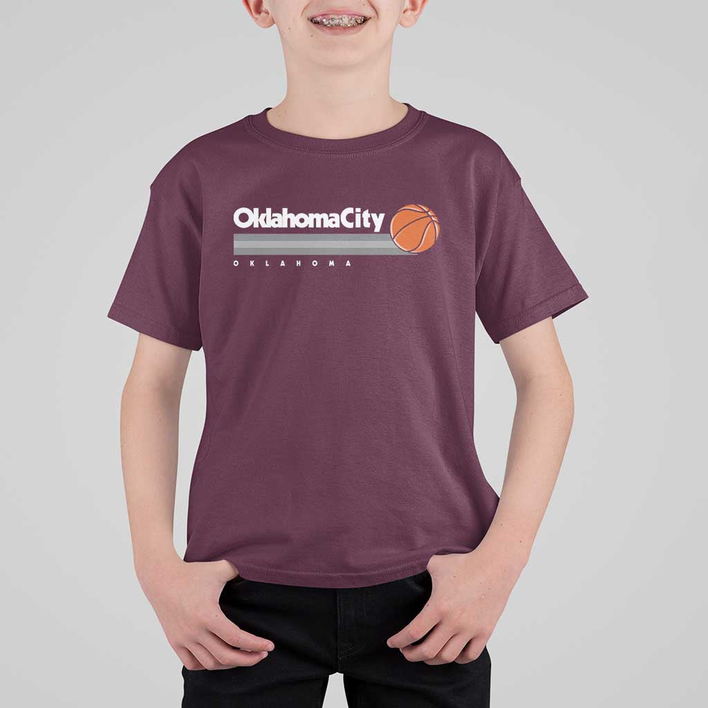 Retro Oklahoma City Basketball T Shirt For Kid Vintage OKC Hoops Lover Sports Fan - Wonder Print Shop