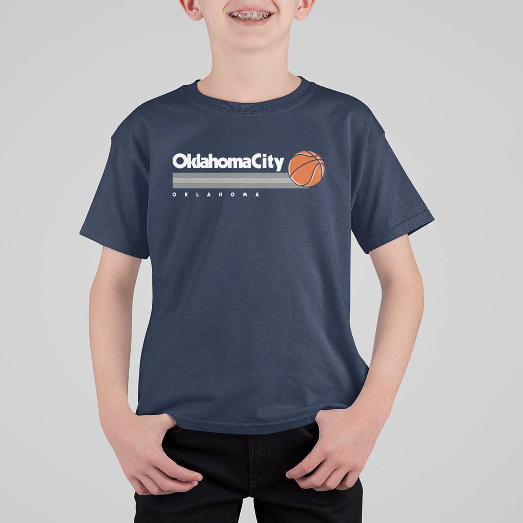 Retro Oklahoma City Basketball T Shirt For Kid Vintage OKC Hoops Lover Sports Fan - Wonder Print Shop