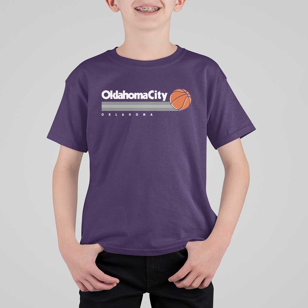 Retro Oklahoma City Basketball T Shirt For Kid Vintage OKC Hoops Lover Sports Fan - Wonder Print Shop