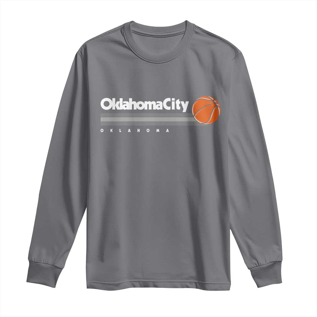 Retro Oklahoma City Basketball Long Sleeve Shirt Vintage OKC Hoops Lover Sports Fan - Wonder Print Shop