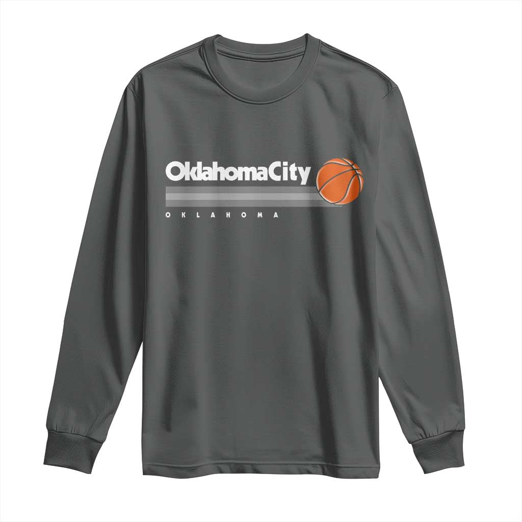 Retro Oklahoma City Basketball Long Sleeve Shirt Vintage OKC Hoops Lover Sports Fan - Wonder Print Shop