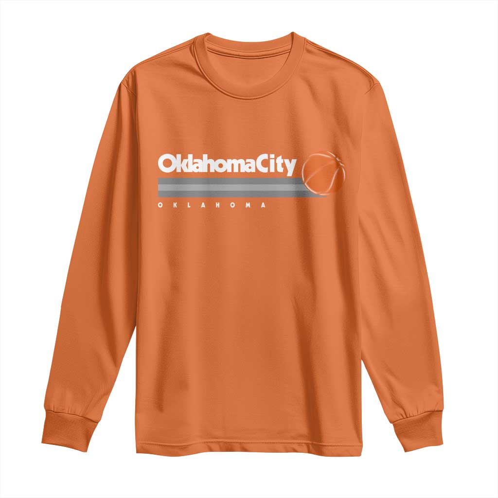 Retro Oklahoma City Basketball Long Sleeve Shirt Vintage OKC Hoops Lover Sports Fan - Wonder Print Shop