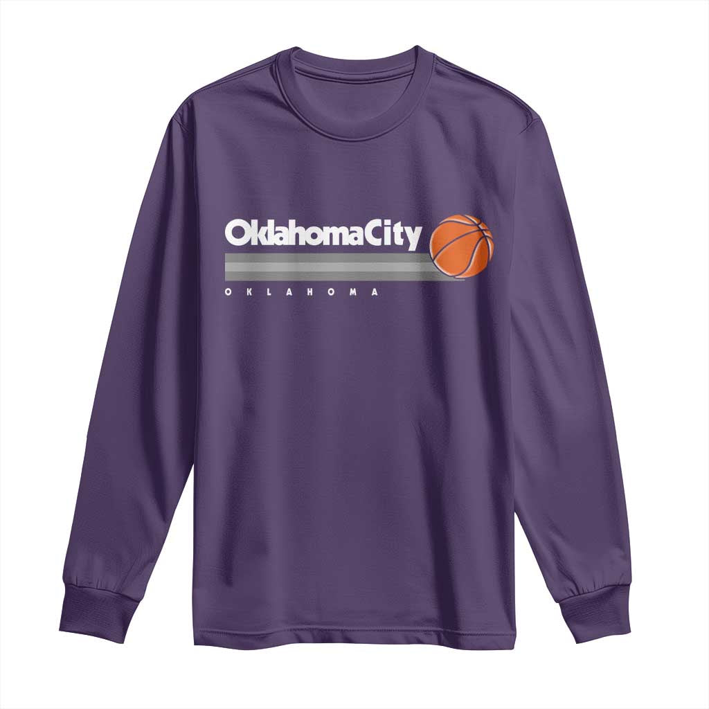 Retro Oklahoma City Basketball Long Sleeve Shirt Vintage OKC Hoops Lover Sports Fan - Wonder Print Shop