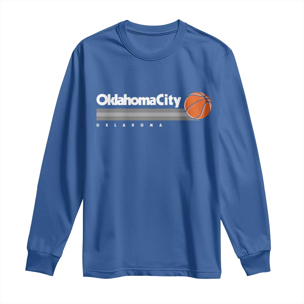 Retro Oklahoma City Basketball Long Sleeve Shirt Vintage OKC Hoops Lover Sports Fan - Wonder Print Shop
