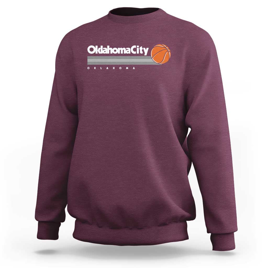 Retro Oklahoma City Basketball Sweatshirt Vintage OKC Hoops Lover Sports Fan - Wonder Print Shop