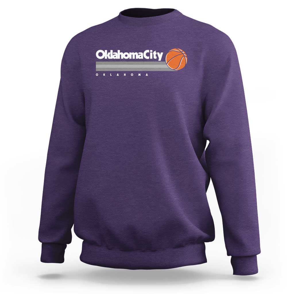 Retro Oklahoma City Basketball Sweatshirt Vintage OKC Hoops Lover Sports Fan - Wonder Print Shop