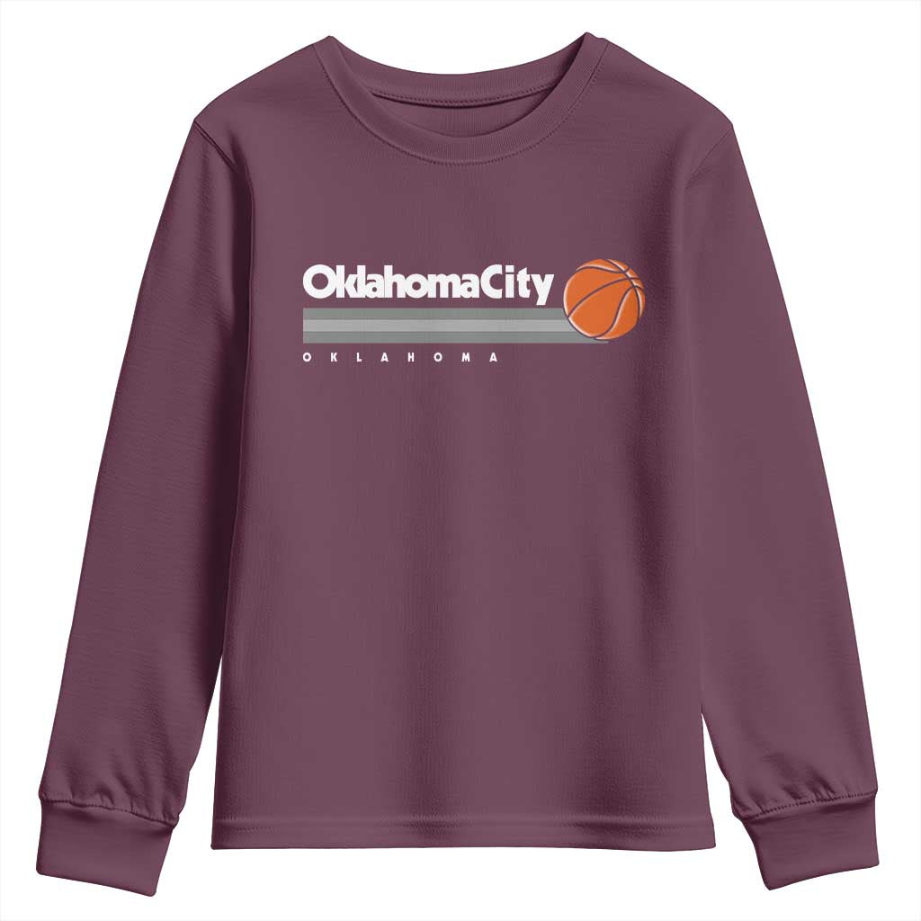 Retro Oklahoma City Basketball Youth Sweatshirt Vintage OKC Hoops Lover Sports Fan - Wonder Print Shop