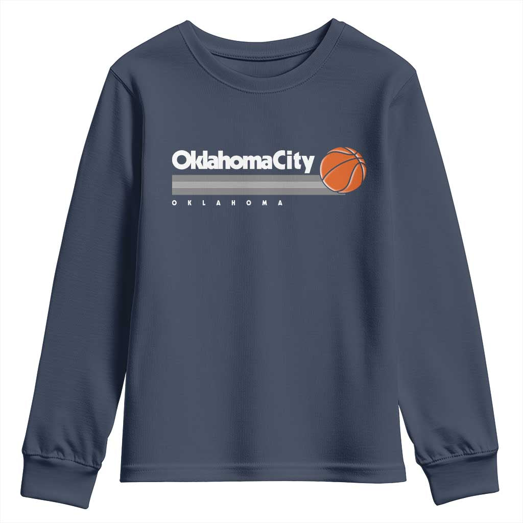 Retro Oklahoma City Basketball Youth Sweatshirt Vintage OKC Hoops Lover Sports Fan - Wonder Print Shop