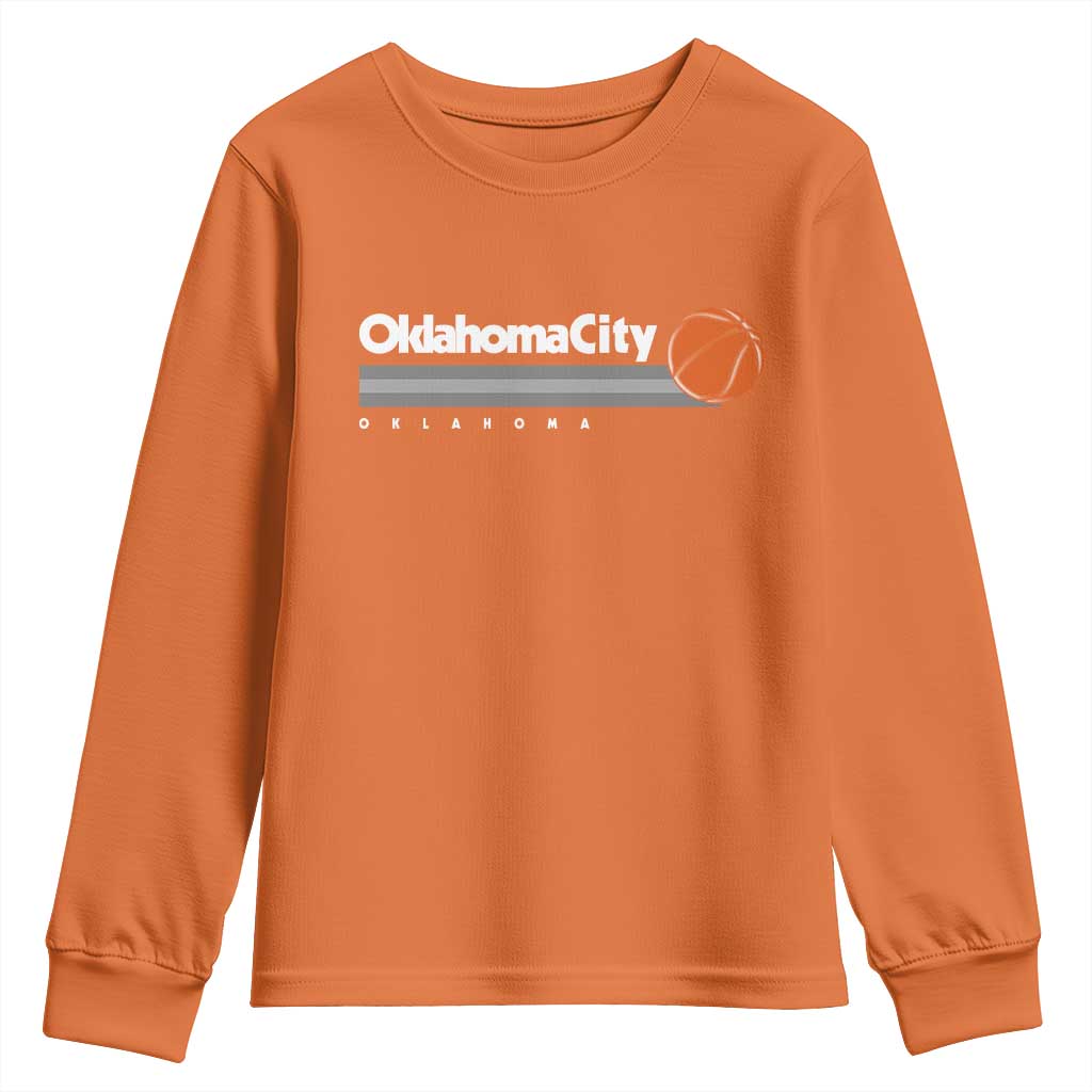 Retro Oklahoma City Basketball Youth Sweatshirt Vintage OKC Hoops Lover Sports Fan - Wonder Print Shop