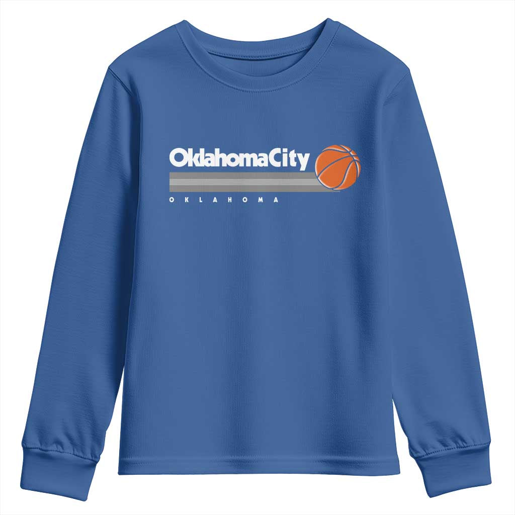 Retro Oklahoma City Basketball Youth Sweatshirt Vintage OKC Hoops Lover Sports Fan - Wonder Print Shop