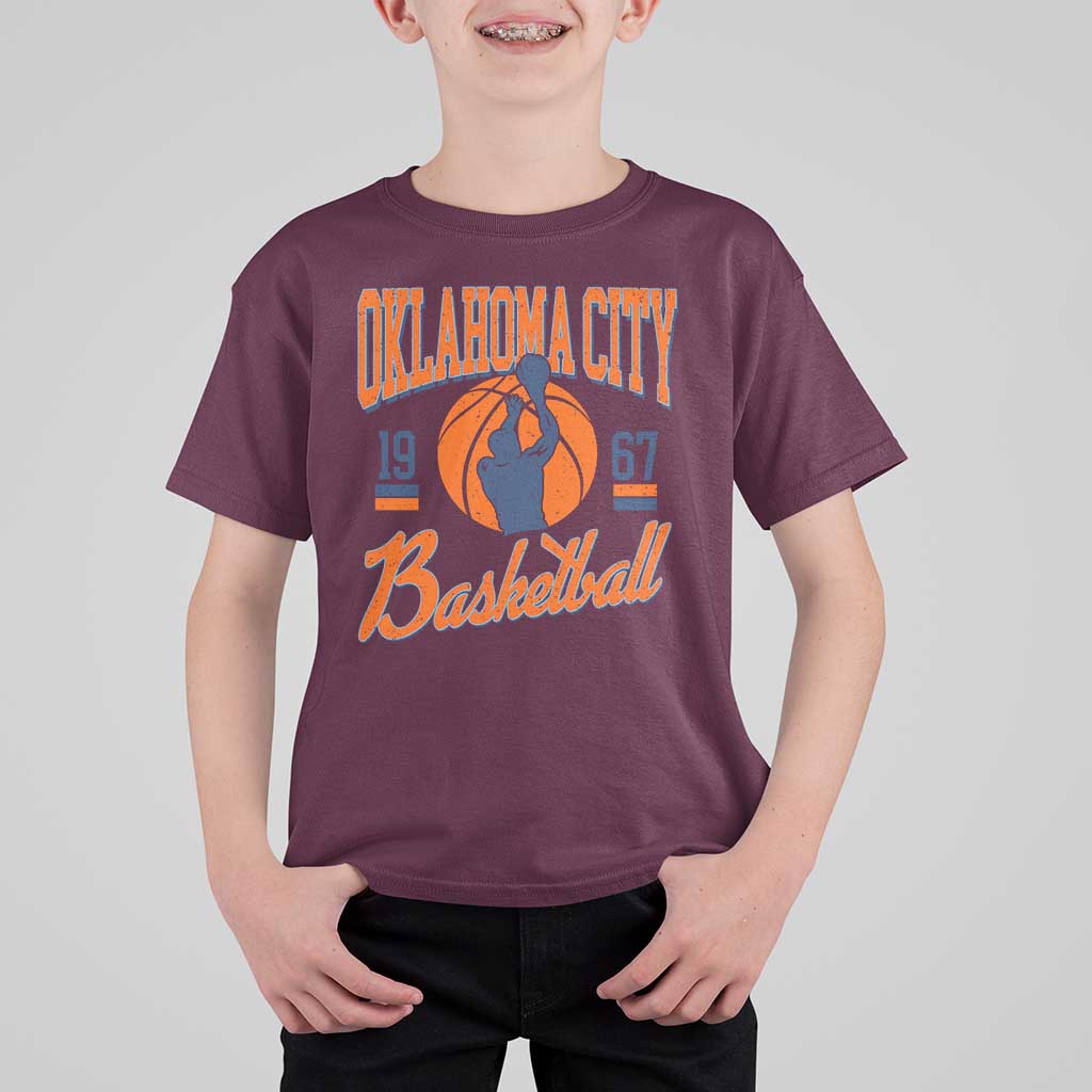 Retro Oklahoma City Basketball T Shirt For Kid Vintage OKC Since 1967 Hoops Lover Sports Fan - Wonder Print Shop