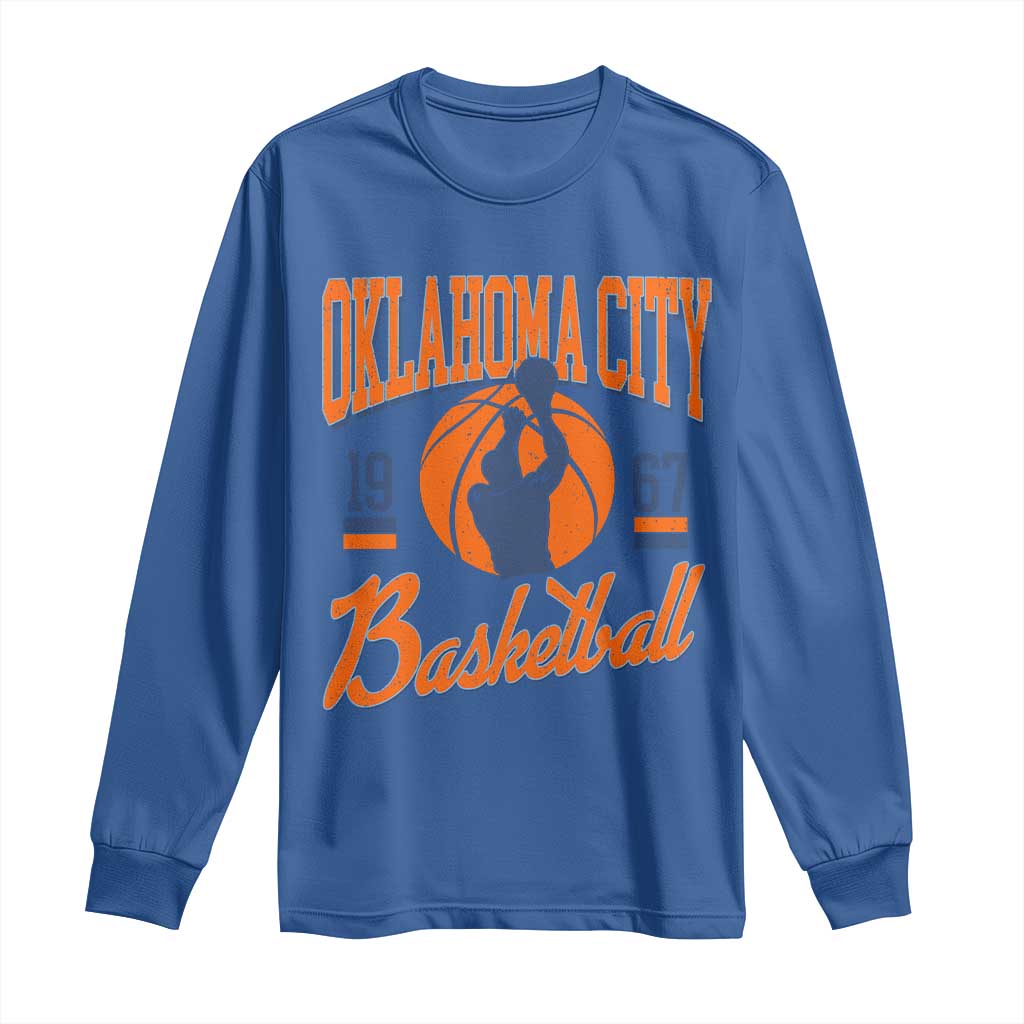Retro Oklahoma City Basketball Long Sleeve Shirt Vintage OKC Since 1967 Hoops Lover Sports Fan - Wonder Print Shop