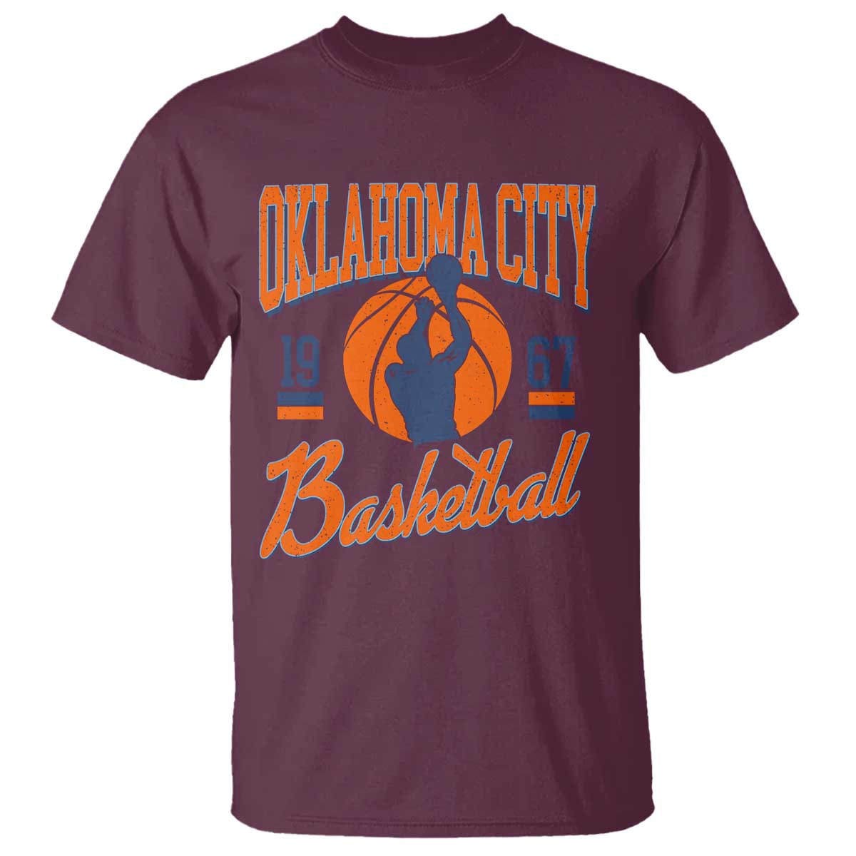 Retro Oklahoma City Basketball T Shirt Vintage OKC Since 1967 Hoops Lover Sports Fan - Wonder Print Shop