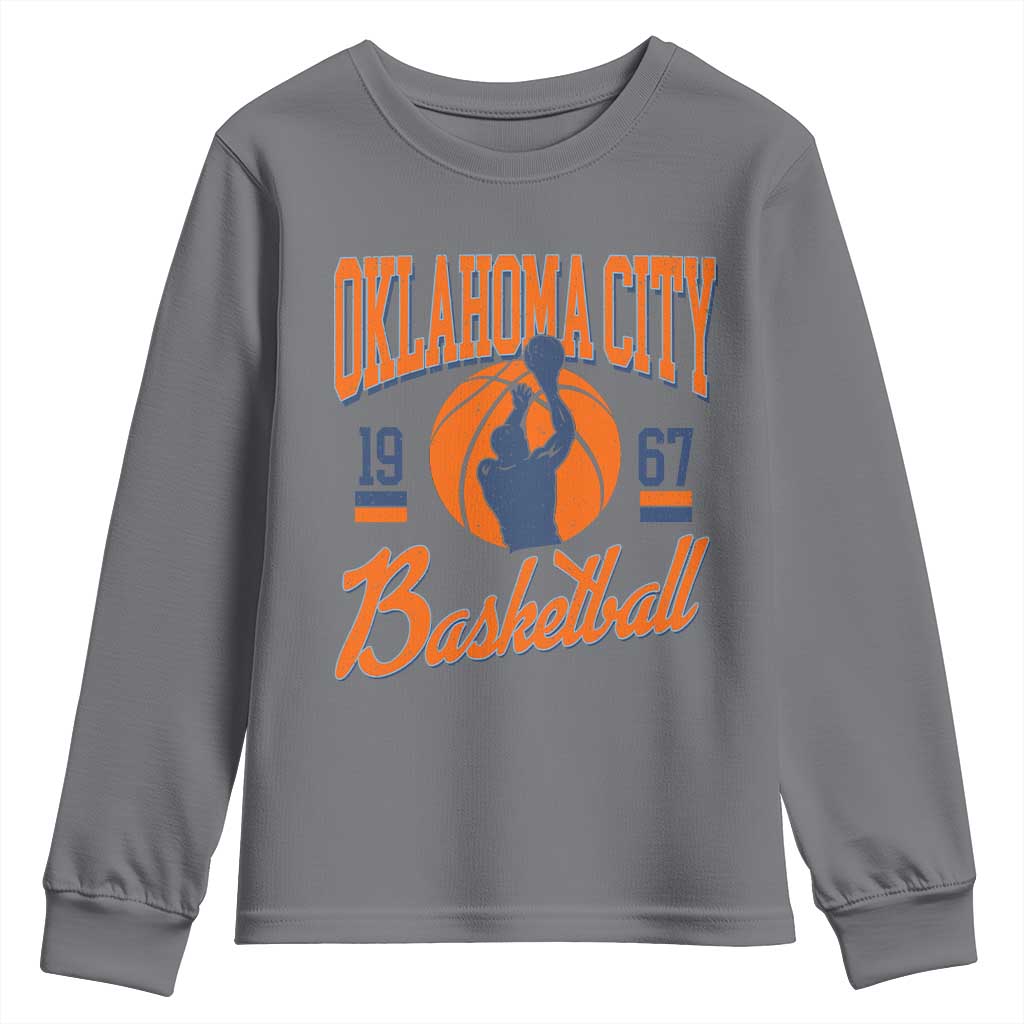 Retro Oklahoma City Basketball Youth Sweatshirt Vintage OKC Since 1967 Hoops Lover Sports Fan - Wonder Print Shop