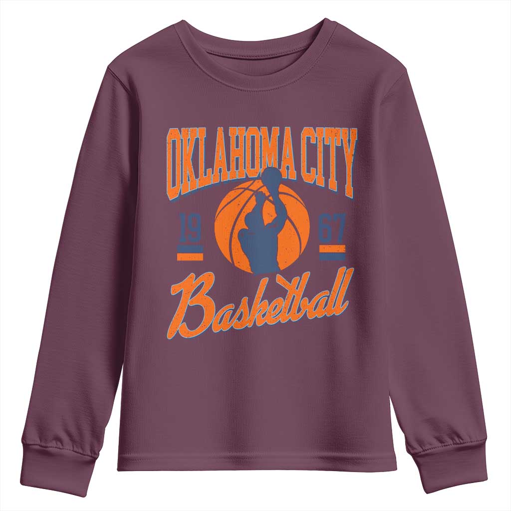 Retro Oklahoma City Basketball Youth Sweatshirt Vintage OKC Since 1967 Hoops Lover Sports Fan - Wonder Print Shop