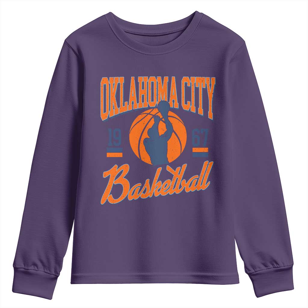 Retro Oklahoma City Basketball Youth Sweatshirt Vintage OKC Since 1967 Hoops Lover Sports Fan - Wonder Print Shop