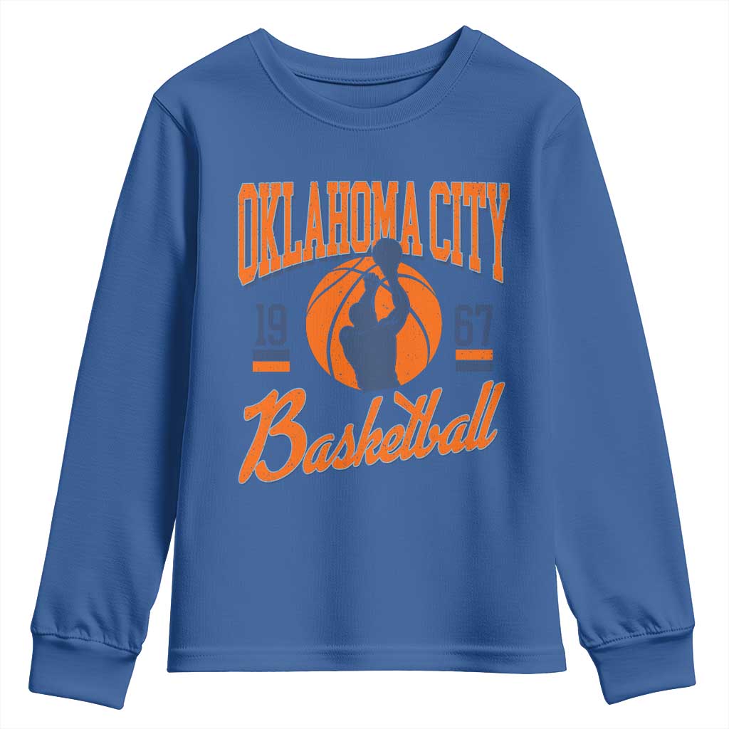 Retro Oklahoma City Basketball Youth Sweatshirt Vintage OKC Since 1967 Hoops Lover Sports Fan - Wonder Print Shop