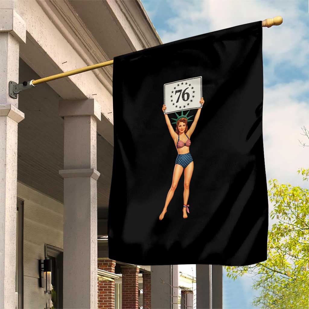 Vintage Patriotic Pin Up Girl 1776 Garden Flag Statue of Liberty Retro Americana Graphic