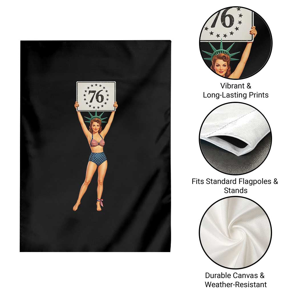 Vintage Patriotic Pin Up Girl 1776 Garden Flag Statue of Liberty Retro Americana Graphic