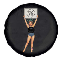Vintage Patriotic Pin Up Girl 1776 Spare Tire Cover Statue of Liberty Retro Americana Graphic