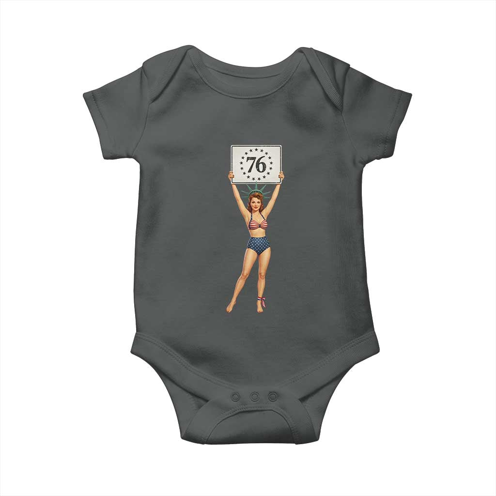 Vintage Patriotic Pin Up Girl 1776 Baby Onesie Statue of Liberty Retro Americana Graphic