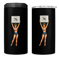 Vintage Patriotic Pin Up Girl 1776 4 in 1 Can Cooler Tumbler Statue of Liberty Retro Americana Graphic