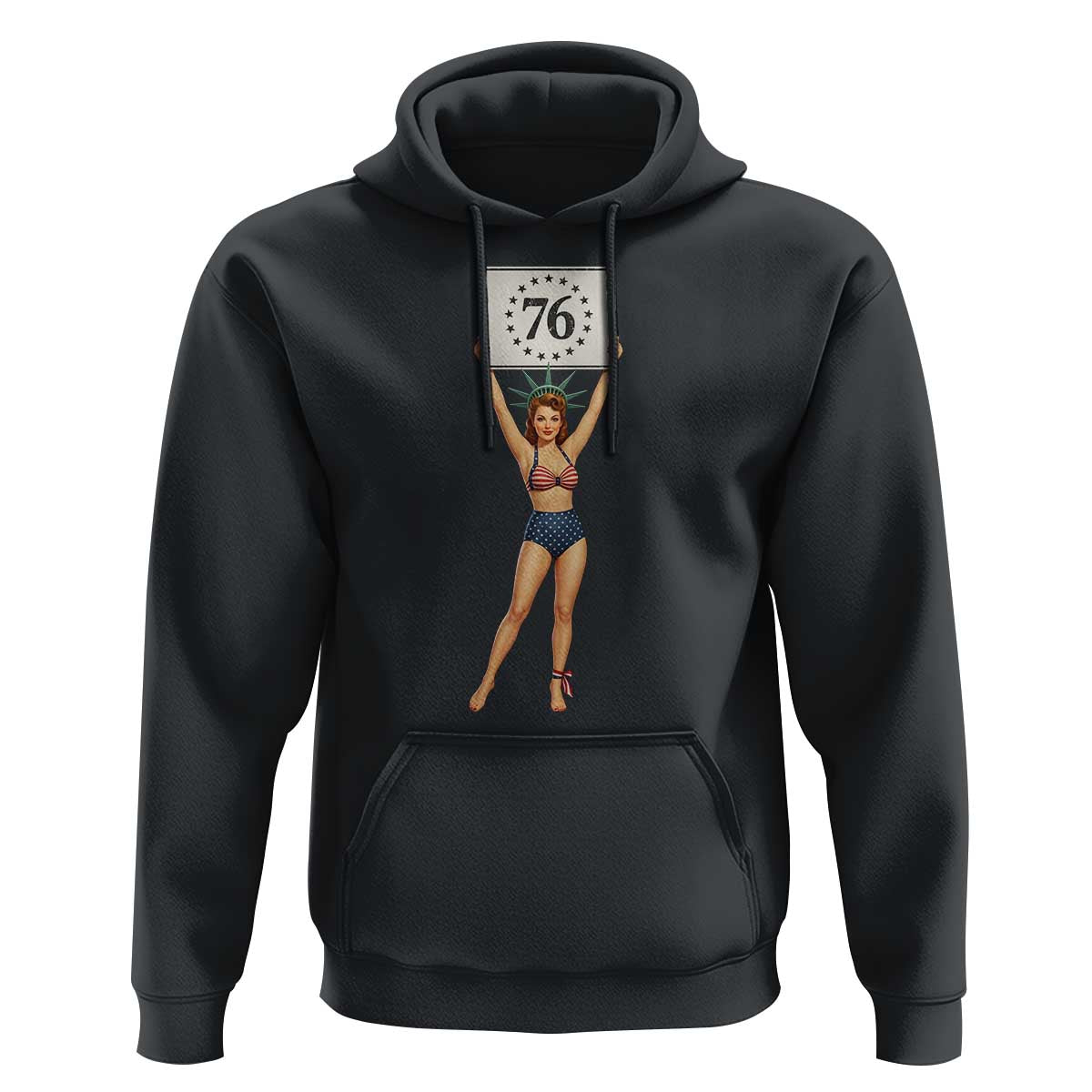 Vintage Patriotic Pin Up Girl 1776 Hoodie Statue of Liberty Retro Americana Graphic
