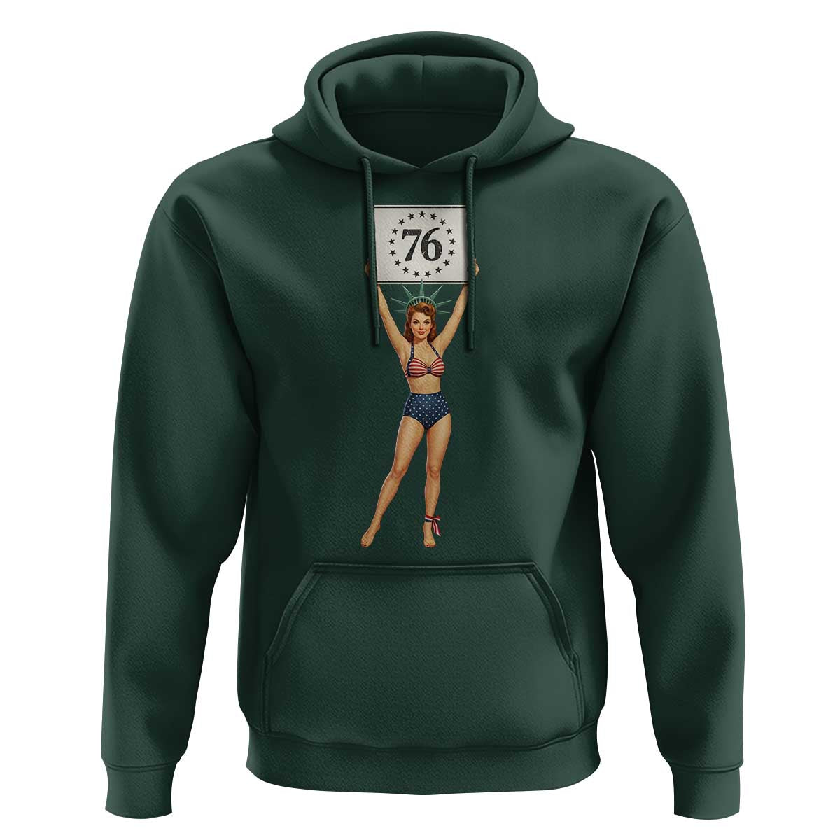 Vintage Patriotic Pin Up Girl 1776 Hoodie Statue of Liberty Retro Americana Graphic