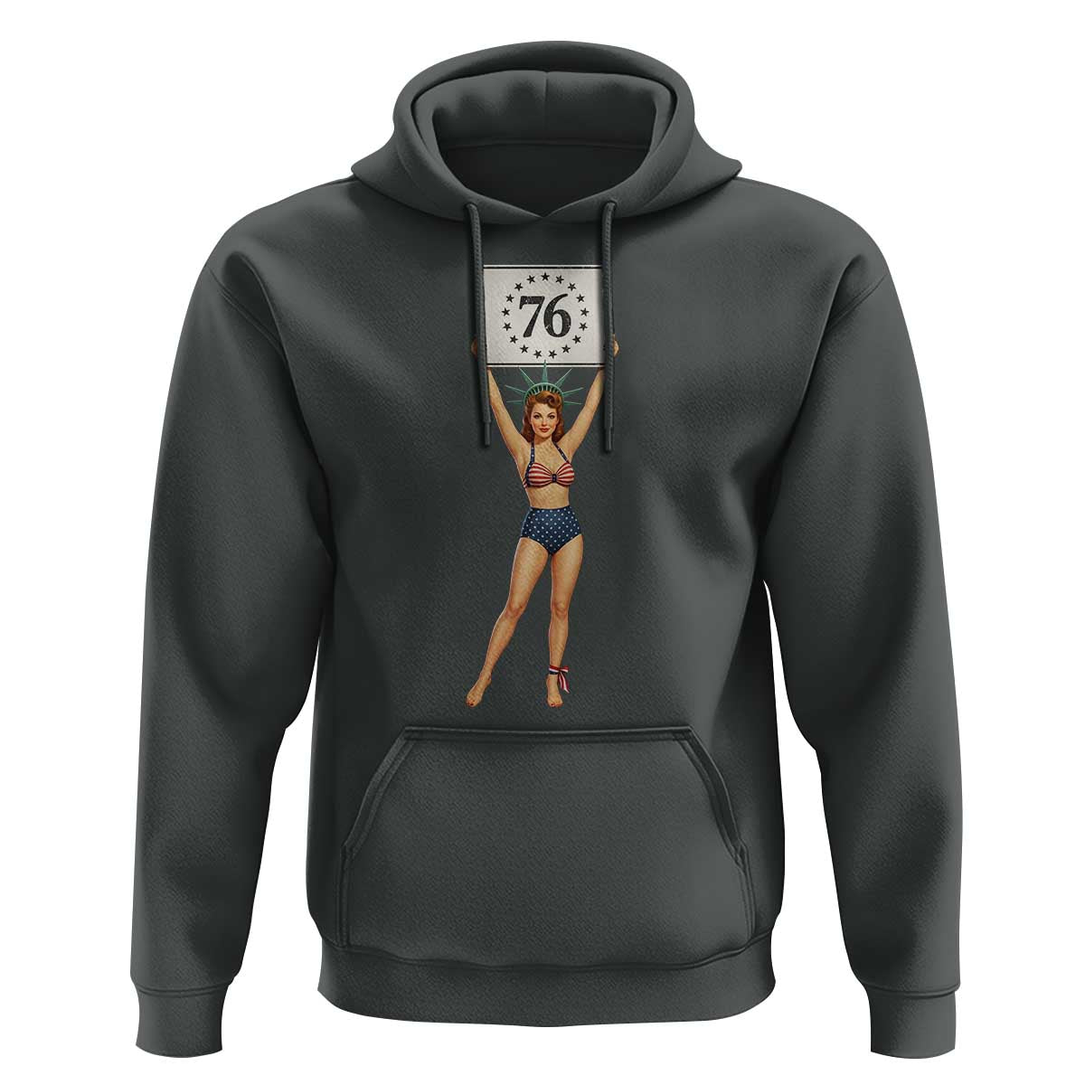 Vintage Patriotic Pin Up Girl 1776 Hoodie Statue of Liberty Retro Americana Graphic