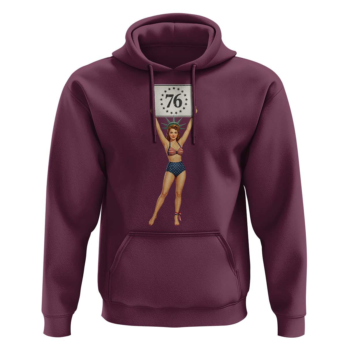 Vintage Patriotic Pin Up Girl 1776 Hoodie Statue of Liberty Retro Americana Graphic