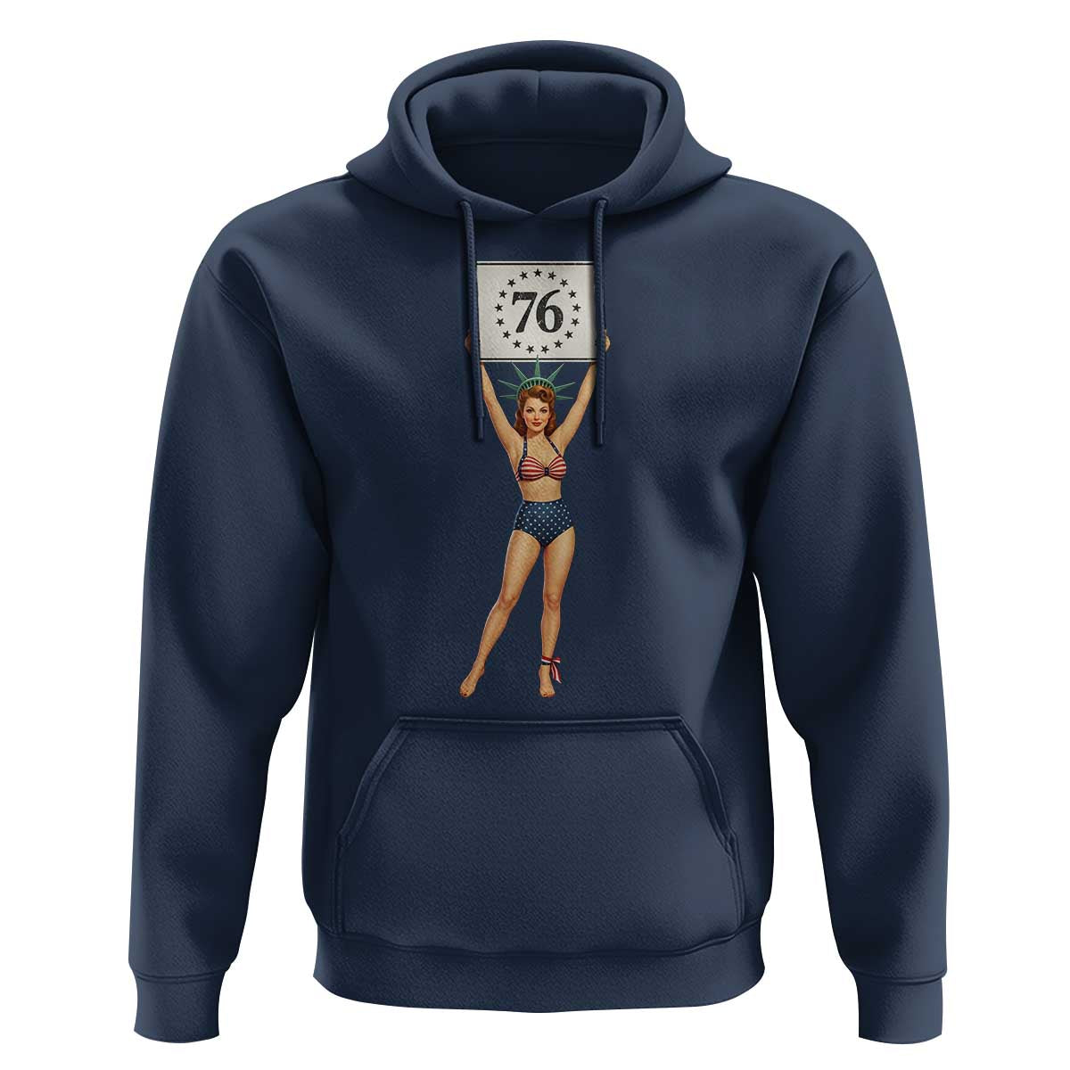 Vintage Patriotic Pin Up Girl 1776 Hoodie Statue of Liberty Retro Americana Graphic
