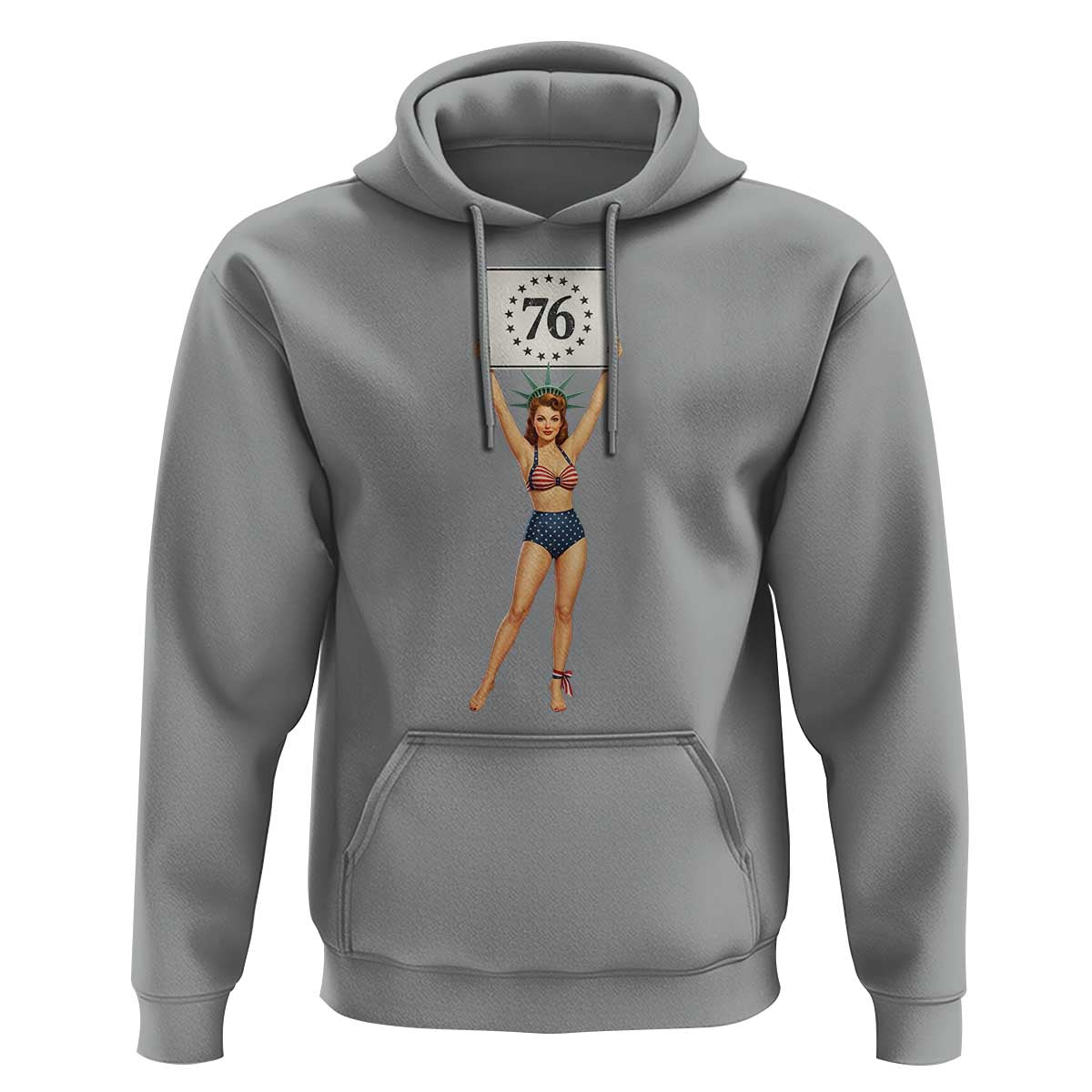 Vintage Patriotic Pin Up Girl 1776 Hoodie Statue of Liberty Retro Americana Graphic
