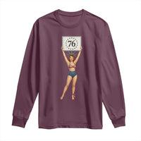Vintage Patriotic Pin Up Girl 1776 Long Sleeve Shirt Statue of Liberty Retro Americana Graphic