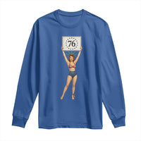Vintage Patriotic Pin Up Girl 1776 Long Sleeve Shirt Statue of Liberty Retro Americana Graphic