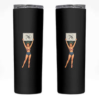 Vintage Patriotic Pin Up Girl 1776 Skinny Tumbler Statue of Liberty Retro Americana Graphic