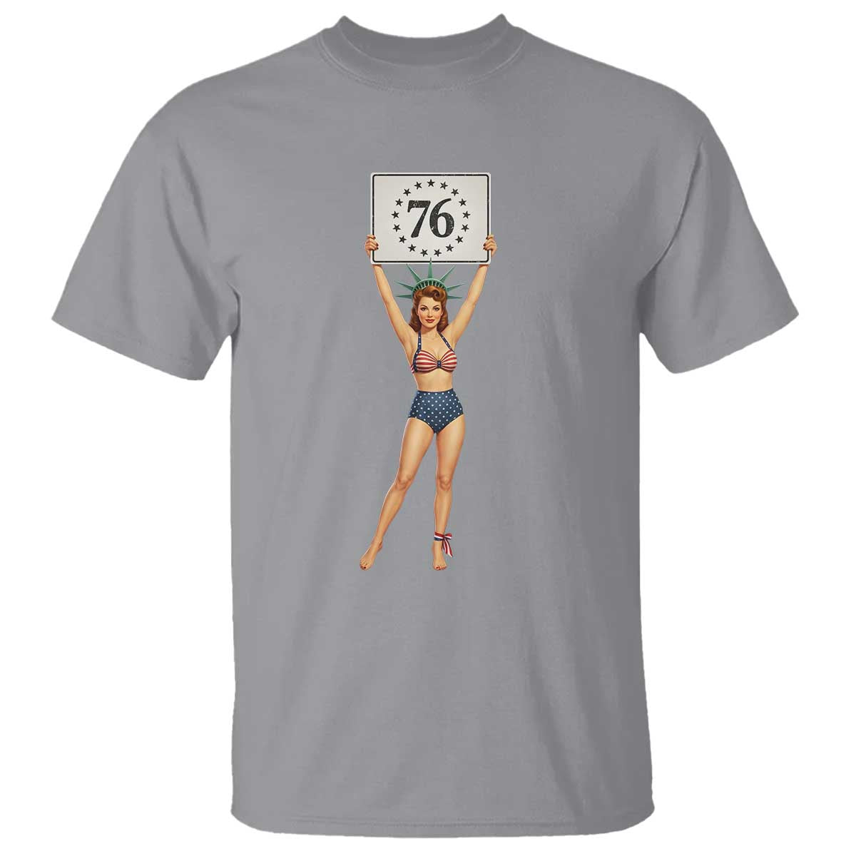 Vintage Patriotic Pin Up Girl 1776 T Shirt Statue of Liberty Retro Americana Graphic
