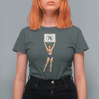 Vintage Patriotic Pin Up Girl 1776 T Shirt For Women Statue of Liberty Retro Americana Graphic