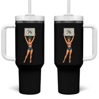 Vintage Patriotic Pin Up Girl 1776 Tumbler With Handle Statue of Liberty Retro Americana Graphic