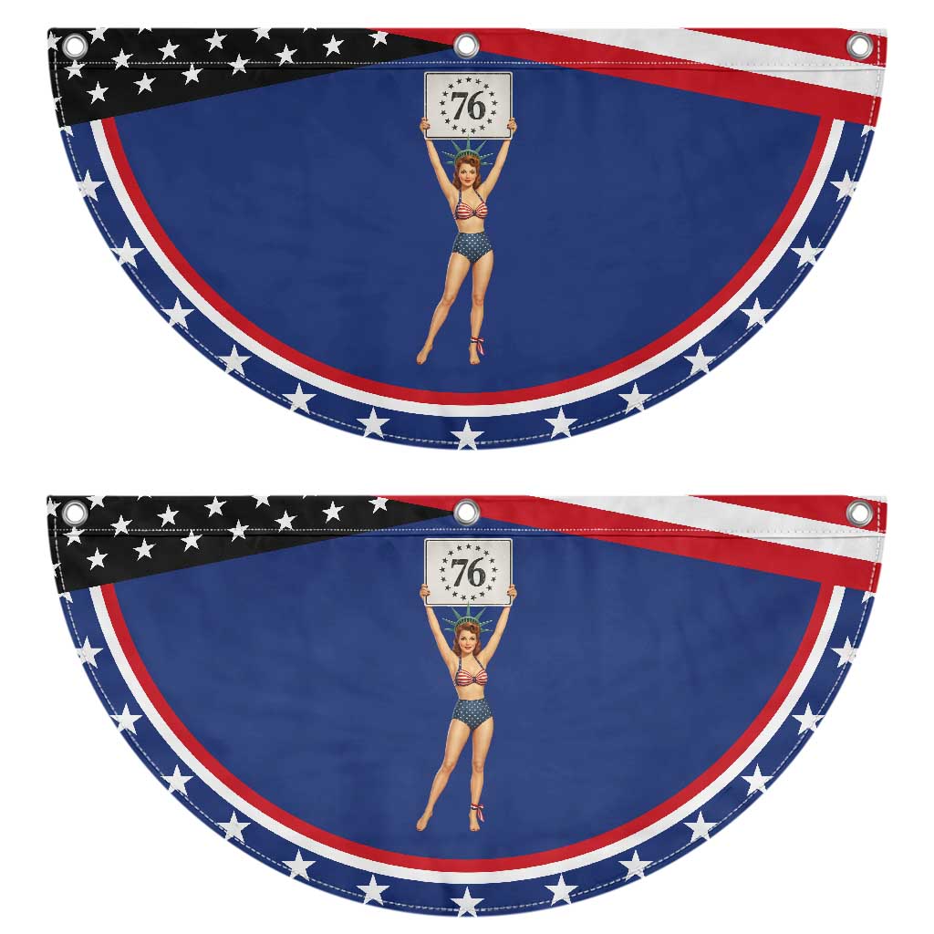 Vintage Pin Up Girl 1776 Patriotic Fan Flag Statue of Liberty Retro Americana Graphic