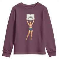 Vintage Patriotic Pin Up Girl 1776 Youth Sweatshirt Statue of Liberty Retro Americana Graphic