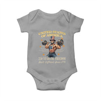 USA 250 Years of Freedom Muscular Uncle Sam Weightlifter Baby Onesie Built Different Since 1776 Funny Patriotic Buff Graphic