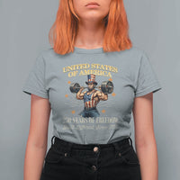 USA 250 Years of Freedom Muscular Uncle Sam Weightlifter T Shirt For Women Built Different Since 1776 Funny Patriotic Buff Graphic